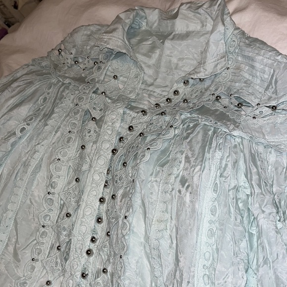 Plunge embroidered Blouse similar to designer style  size L - Picture 8 of 9